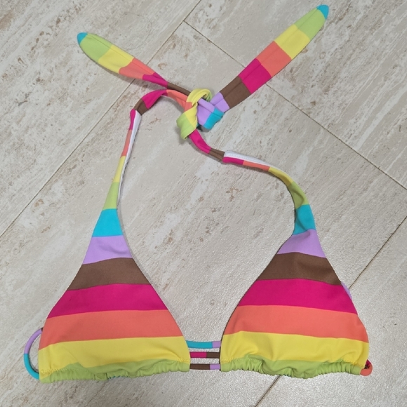 Victoria's Secret Other - Victoria's Secret Colorful Striped Tie Bikini Top